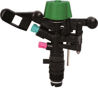 VYR-66-AF kunststof nachtvorst sectorsproeier 3/4" bi.dr., groene beschermkap, messing hoofdnozzle 4,4 mm & messing ondernozzle 2,4 mm + straalbreker